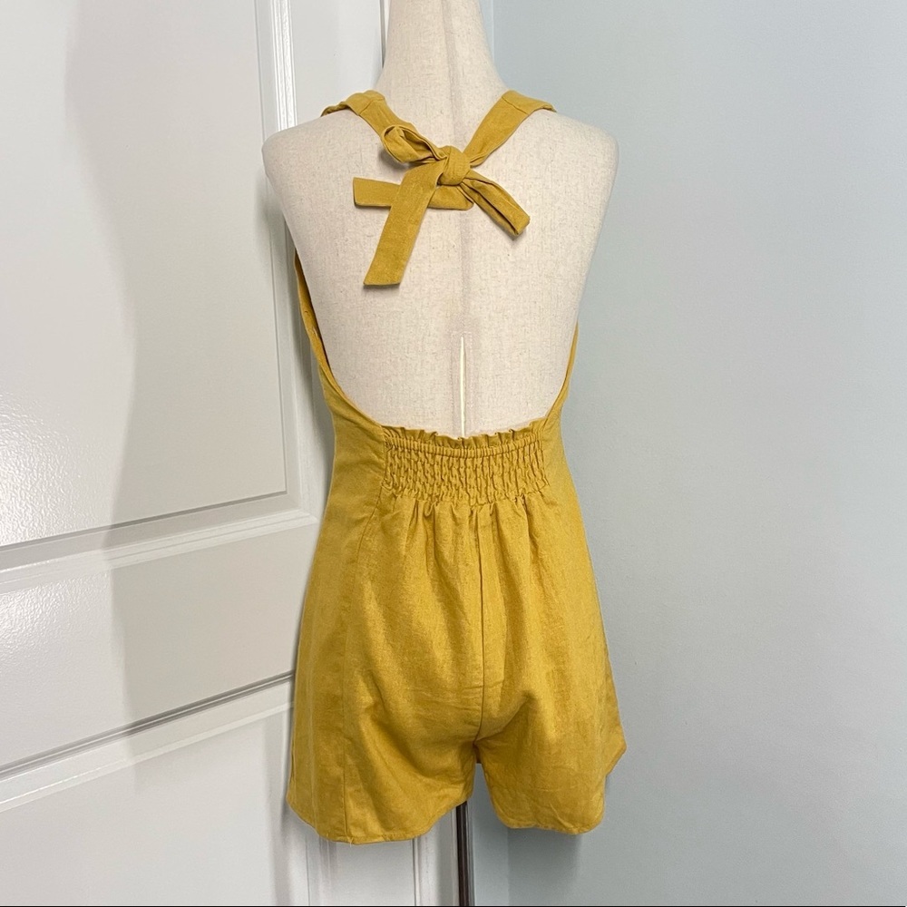 Illa Illa Linen Blend Halter Neck Button Down Romper size S - Picture 8 of 9